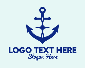 Ship - Blue Anchor Star logo design