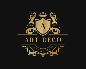 Deco - Royal Shield Crest Crown logo design