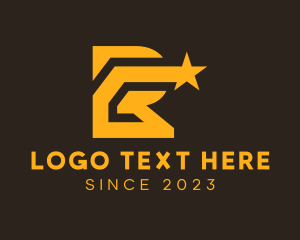 Gold - Star Letter R Entertainment logo design
