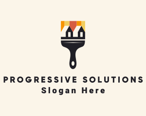 Improvement - Residential Home Paint Brush logo design