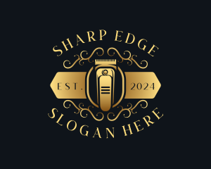 Barbershop Haircut Shaver logo design