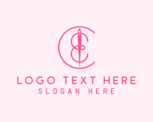 Pink - Needle Thread Letter E logo design