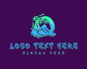 Teenager - Neon Graffiti Letter Q logo design