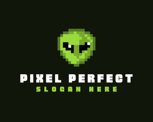 Alien Pixelated Game logo design