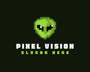 Alien Pixelated Game logo design