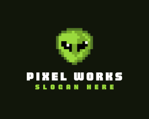 Pixel - Alien Pixelated Game logo design