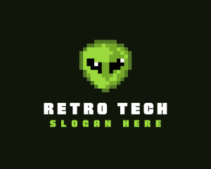 Alien Pixelated Game logo design