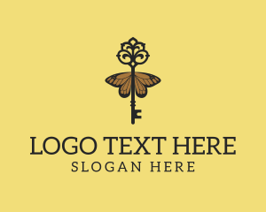 Gold - Elegant Butterfly Key logo design