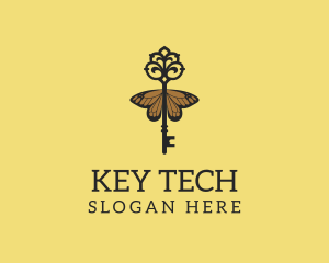 Key - Elegant Butterfly Key logo design