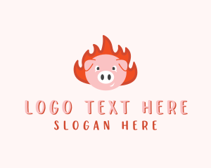 Flaming - Pig BBQ Roasting logo design
