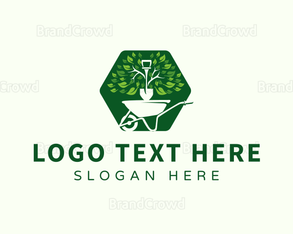 Wheelbarrow Shovel Landscaping Logo