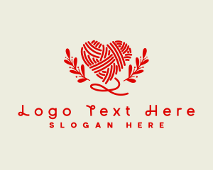 Leaf - Heart Yarn Crochet logo design