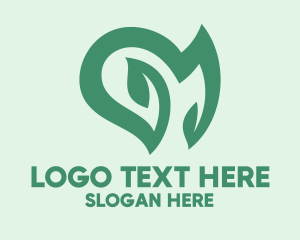 Vegan - Natural Heart Plant logo design