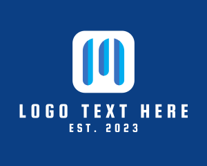 Media Player - Blue Letter M Streaming Application logo design