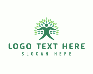 Healthy Lifestyle - Human Tree Leaf logo design