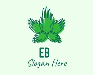 Herbal - Green Cannabis Hands logo design