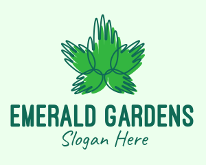 Green Cannabis Hands logo design