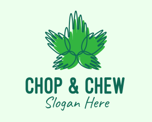 Benefit - Green Cannabis Hands logo design