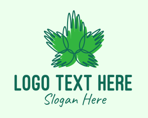 Botanical - Green Cannabis Hands logo design