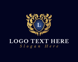 Gold - Shield Royal Flourish logo design