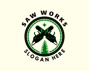 Chainsaw Woodwork Lumberjack logo design