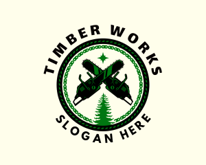 Chainsaw Woodwork Lumberjack logo design