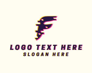 Pixel - Pixel Glitch Letter F logo design