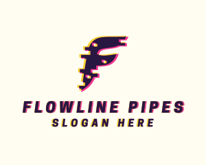 Pixel Glitch Letter F logo design