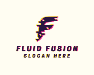 Pixel Glitch Letter F logo design