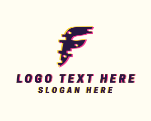 Glitch - Pixel Glitch Letter F logo design