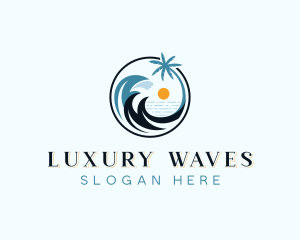 Tourist Getaway Beach logo design