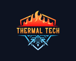 Thermal Snowflake Flame logo design
