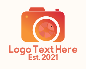 Photo Sharing - Orange Shrimp Camera logo design