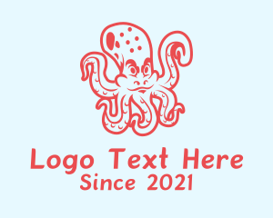 Kraken - Red Scary Octopus logo design