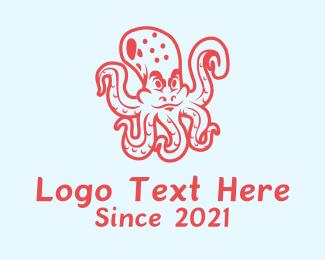 Red Scary Octopus  Logo