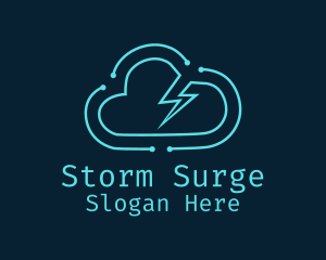 Thunderstorm - Minimalist Cloud Lightning logo design