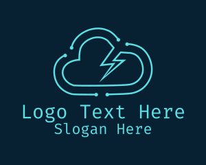 Line - Minimalist Cloud Lightning logo design