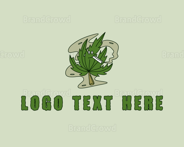 Smoking Marijuana Leaf Logo