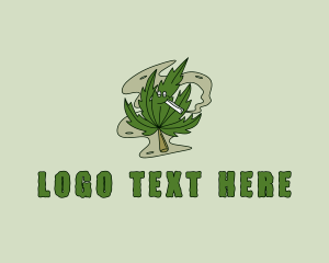 Herbal - Smoking Marijuana Leaf logo design