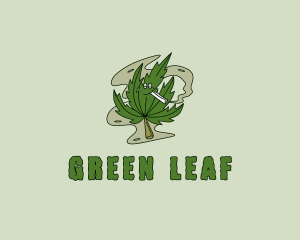 420 - Smoking Marijuana Leaf logo design