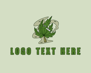 High - Smoking Marijuana Leaf logo design