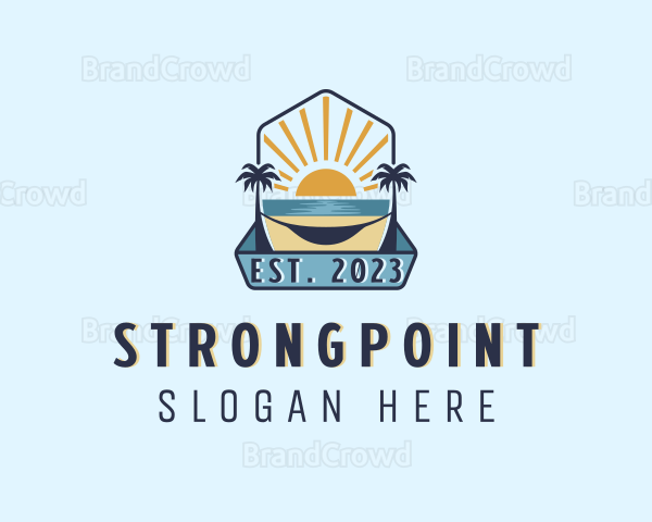 Sea Palm Tree Beach Logo
