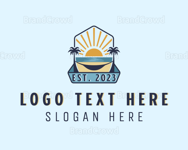 Sea Palm Tree Beach Logo