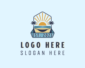 Beach - Sea Palm Tree Beach logo design