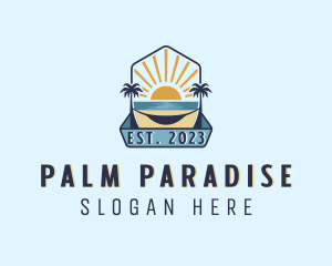 Sea Palm Tree Beach logo design