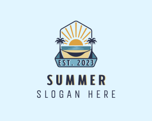 Sea Palm Tree Beach logo design