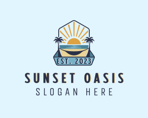 Sea Palm Tree Beach logo design