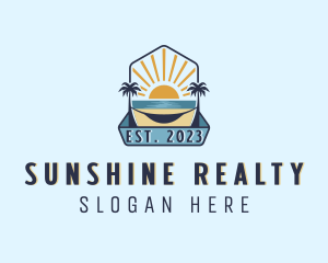 Sea Palm Tree Beach logo design