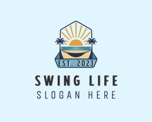 Swing - Sea Palm Tree Beach logo design