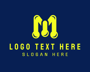Pharmaceutical - Neon Lab Letter M logo design